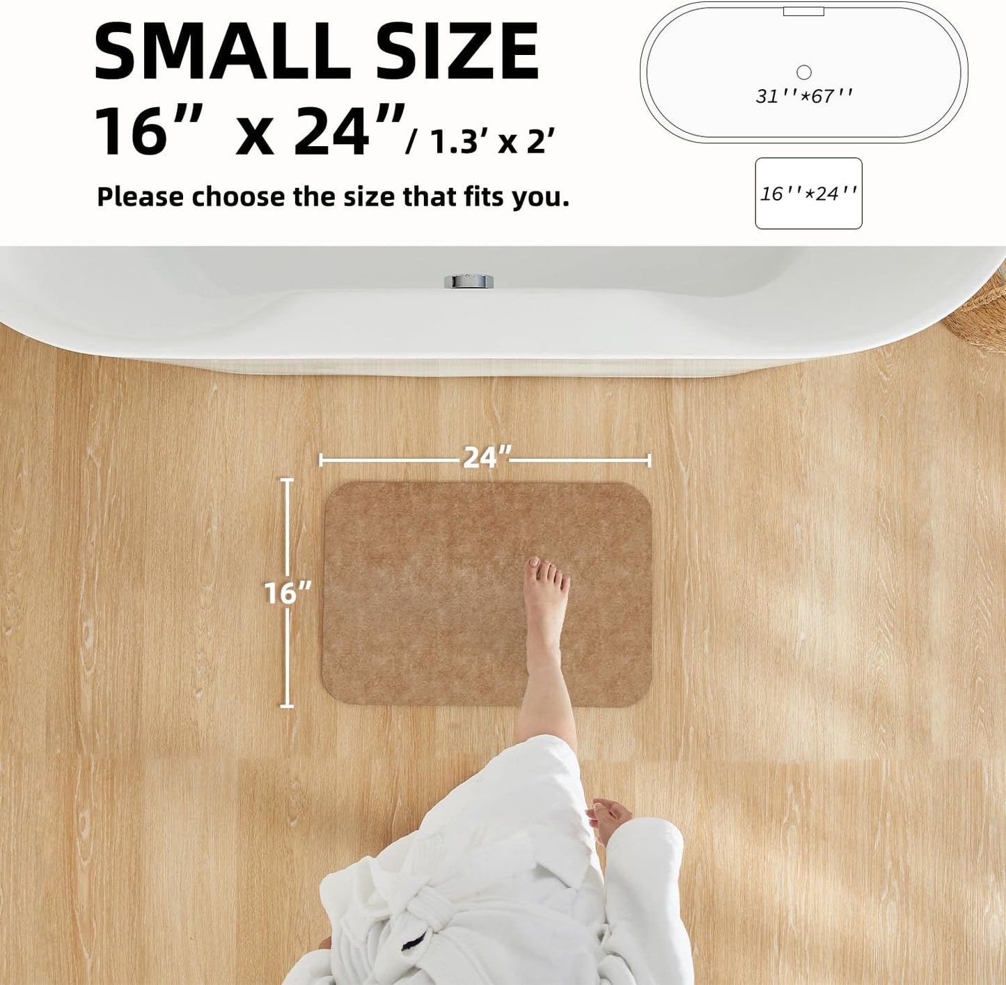 TYUU Bath Mat, Bathroom Rugs Non Slip Washable Thin Absorbent Quick Dry Bath Mat Fits Under Door Bathroom Floor Mat Perfect for Bath, Shower, or Sink 16"x24" Dark Grey