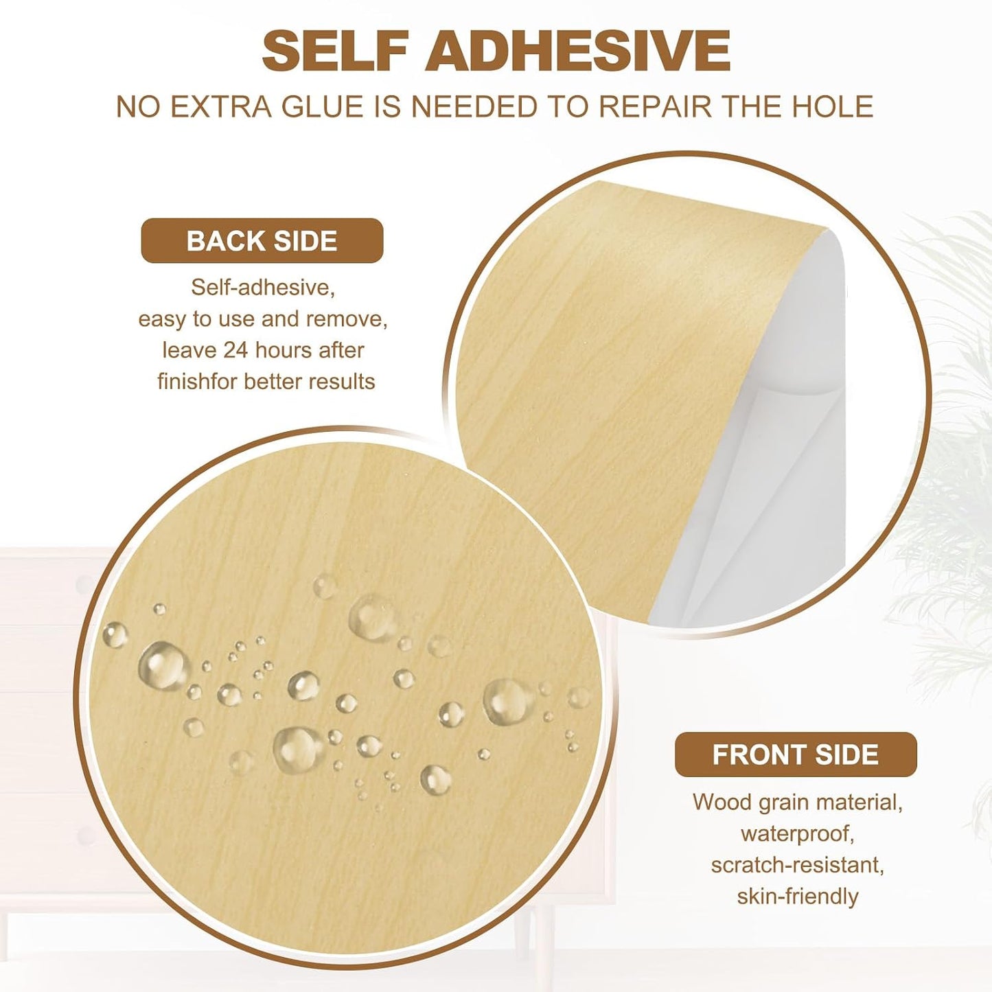 PATIKIL Self Adhesive Wood Grain Repair Tape 33'x 3", Multi-Use Realistic Wood Grain Repair Patch for Furniture Floor Door Table Chair Windows Handicraft DIY, Yellow Teak