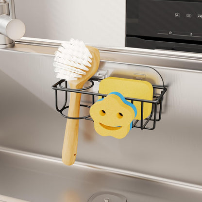 HapiRm 4 in 1 Sink Caddy Sponge Holder, SUS304 Stainless Steel Kitchen Brush Holder and Dish Cloth Hanger, Kitchen Organizers and Storage Essentials - Silver