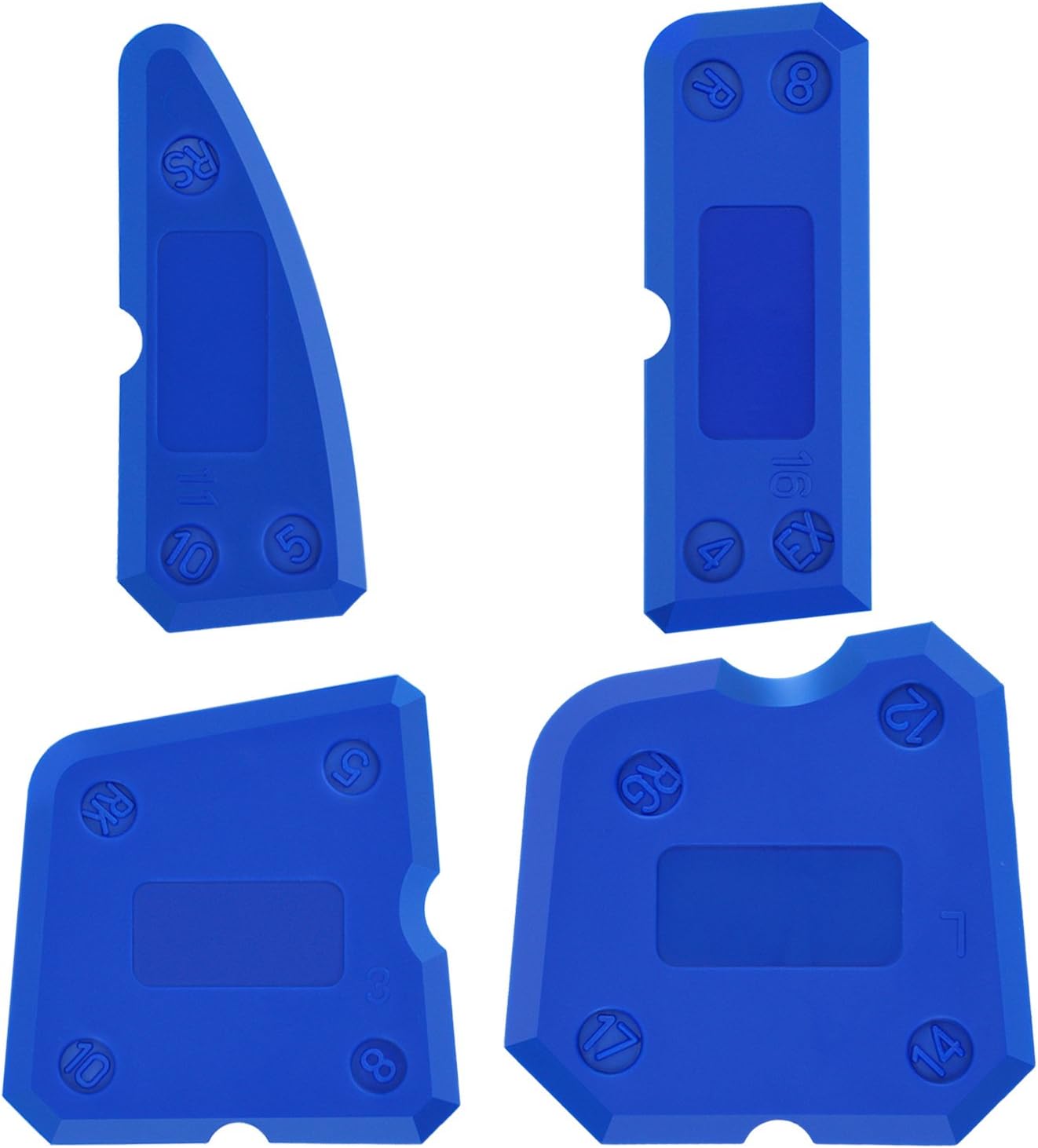 HOTOP 4 Pcs Silicone Caulking Tool Set Silicone Sealant Grout Finishing Tool with Multi Edges for Kitchen Bathroom Floor Sealant Sealing Blue Caulk Tools Kit