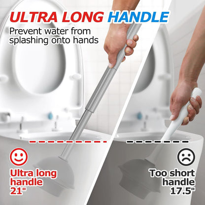 FORASTO 2Pack 2 in 1 Toilet Brush and Plunger Set, Extended Handle Plunger,Toilet Bowl Brush Plunger Set,Bathroom Cleaning Tools,Toilet Brush Plunger Combo,Cleaning Brush,Cleaning Supplies