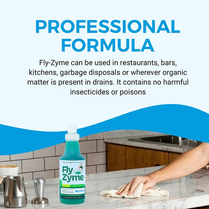 Fly-Zyme, Highly Concentrated Enzyme Drain Cleaner for Pipes, Drain Gel for Fruit Flies, Organic Waste Degrader & Odor Neutralizer, 32 fl oz, Pack of 2