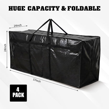 Windyun 4 Pack 57 Gallon Extra Large Moving Bags XXL Heavy Duty Storage Bag with Strong Zipper Handle Jumbo Big Tote Box Foldable for College Dorm Travel Clothes Duffle Blanket Pillow(Red)