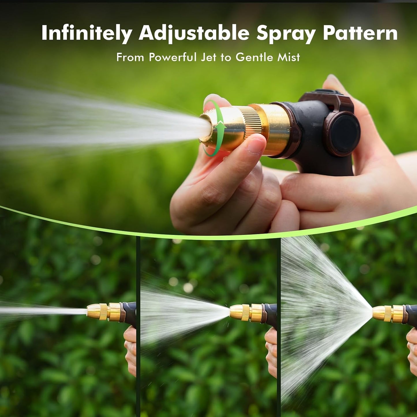 RESTMO Garden Hose Nozzle, Heavy Duty Water Hose Sprayer for Outdoor | Zinc Alloy Metal, Thumb Control, Precise Flow, Adjustable Spray Patterns, Leak-proof, Ideal for Lawn & Plant & Car, Black