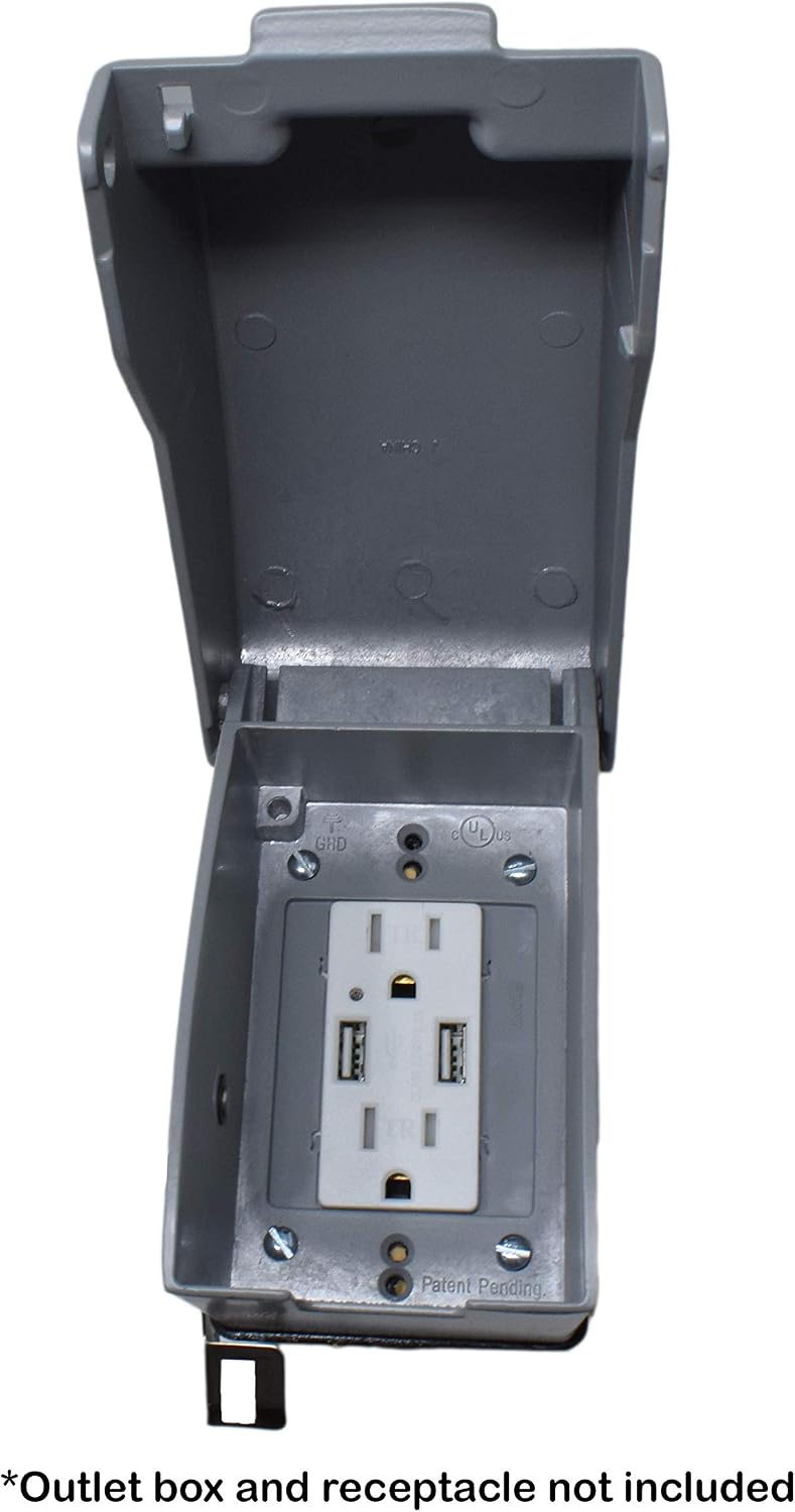 Sealproof 1-Gang Vertical Metal Weatherproof Lockable While In Use Outdoor Outlet Receptacle Cover, 7-in-1 Configurations