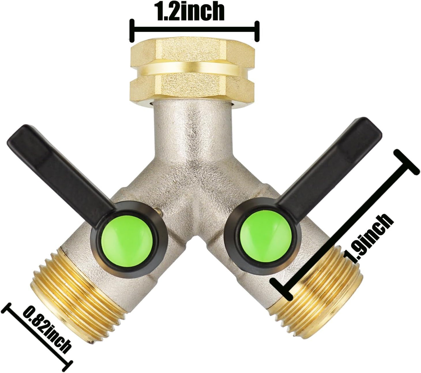 EJW Hose Splitter 2 Way, Garden Hose Splitters, 2 Way Faucet Splitter, Water Spigot Splitter, RV Brass Hose Splitter, Two way Hose Bib Splitter, Double Hose Connector, Hose Valve 3/4 Inch GHT Thread.