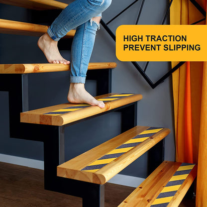 Qingluan Anti Slip Tape, Safety Non Slip Tape Outdoor Waterproof, High Adhesive Grip Tape for Stairs, Tread Step, Ramp, Skateboard, Caution to Keep from Slipping (Yellow/Black, 2 Inch x 33 Foot)