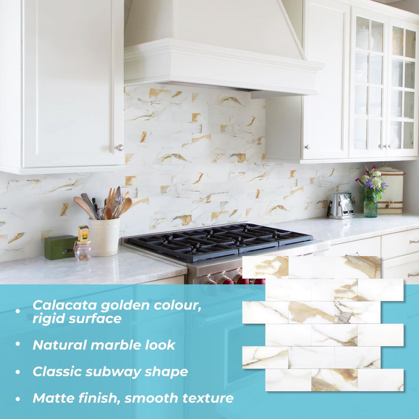 STICKGOO 10-Sheet Subway Tile Peel and Stick Backsplash, Seamless Design Polished Eurasia Beige Kitchen Backsplash Wall Tiles, Glossy Surface Waterproof Stick on Tile for Bathroom, RV, Fireplace