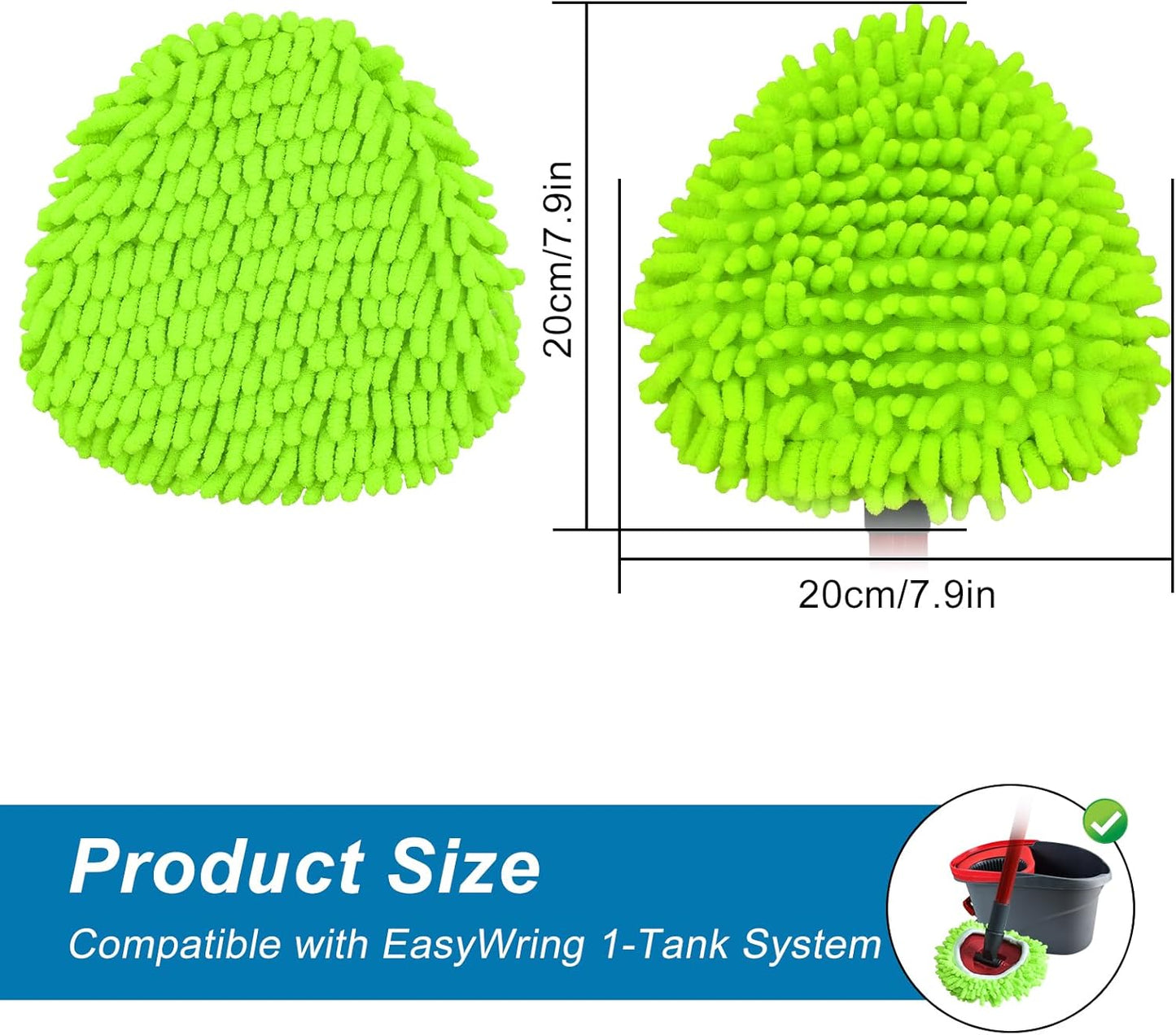 Mop Replace Head for O Cedar, Spin Mop Heads Replacements for Ocedar RinseClean 2 Tank Spin Mop, Chenille Duster for Ocedar Mop Include 3 Pack Microfiber Chenille Mop Pad for Ocedar Spin Mop