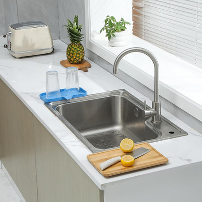 MicoYang Silicone Bathroom Soap Dishes with Drain Spout-Bathroom and Kitchen Sink Organizer,Sponge Holder,Dish Soap Tray,Perfect for Dispenser,Scrubber,Bottle,Cup on Sink or Counter-Coffee 4.9"×3.2"