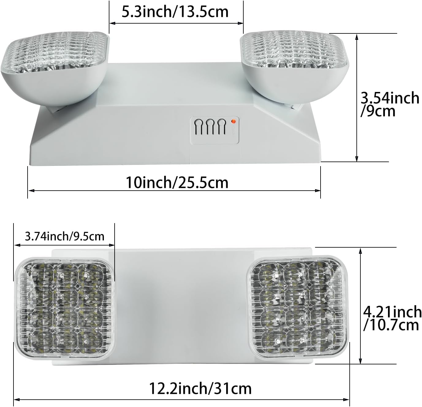 Plug in Emergency Lights for Business Home Power Failure 4Hours 300lm LED Commercial Emergency Light Fixtures with Battery Backup Rechargeable Adjustable Two Heads AC85-277V
