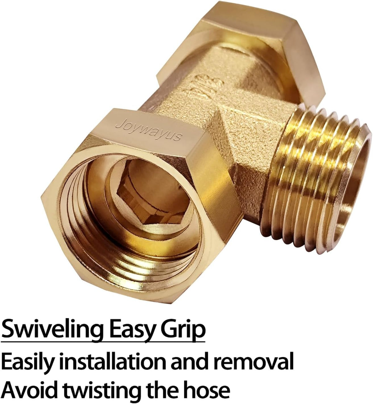 Joywayus 2PCS Brass 3/4" GHT Garden Hose Splitter Body Backyard 2 Way Y Shaped Swivel Connector Threaded Pipe Fitting Coupler Adapter with Washer