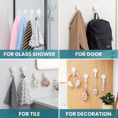 TAILI Suction Cup Razor Holder for Shower Wall 2 Pack, Versatile Suction Cup Hooks for Razor, Towel, Loofah, Squeegee, Cell Phone, Removable Damage-Free Hanging Shower Hook, Shaver Holder, Black