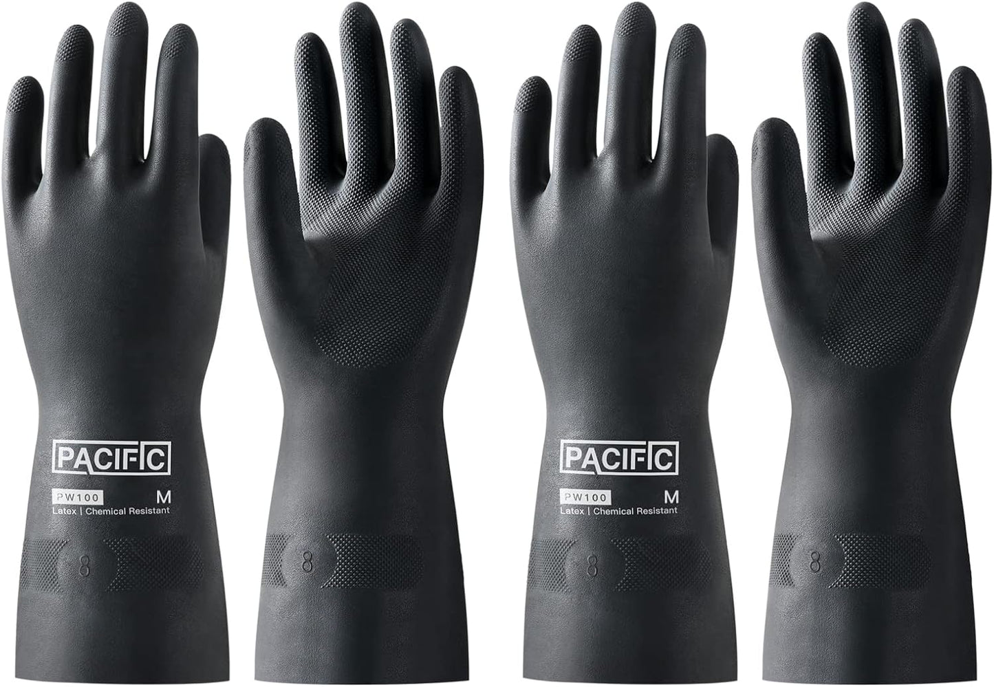 PACIFIC PPE Heavy Duty Latex Chemical Gloves, Strong Acid Resistance Rubber Gloves, Against Alkali and Oil, 22", 1 Pair