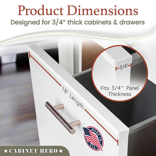 Cabinet Hero Slimline Cabinet Edge Protector - Prevents Chipping, Wear, Discoloration - Drawer Edge Guard, Bumper for Drawer - Easy Slip-On Installation - 3/4" Thick, 18" Length, White Pack of 4