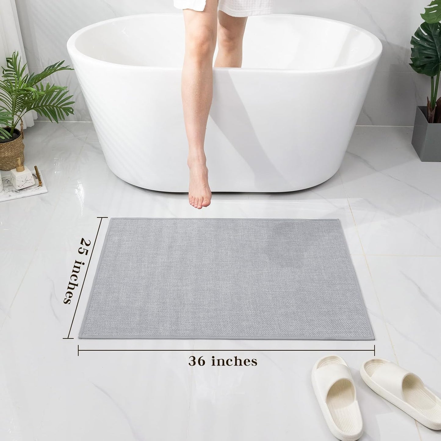 chakme Bathroom Rugs Mat 24x17, Ultra Thin Non Slip Bath Mat Small Quick Dry Absorbent Bath Mat for Bathroom Floor, (Dark Beige, 24"x17")