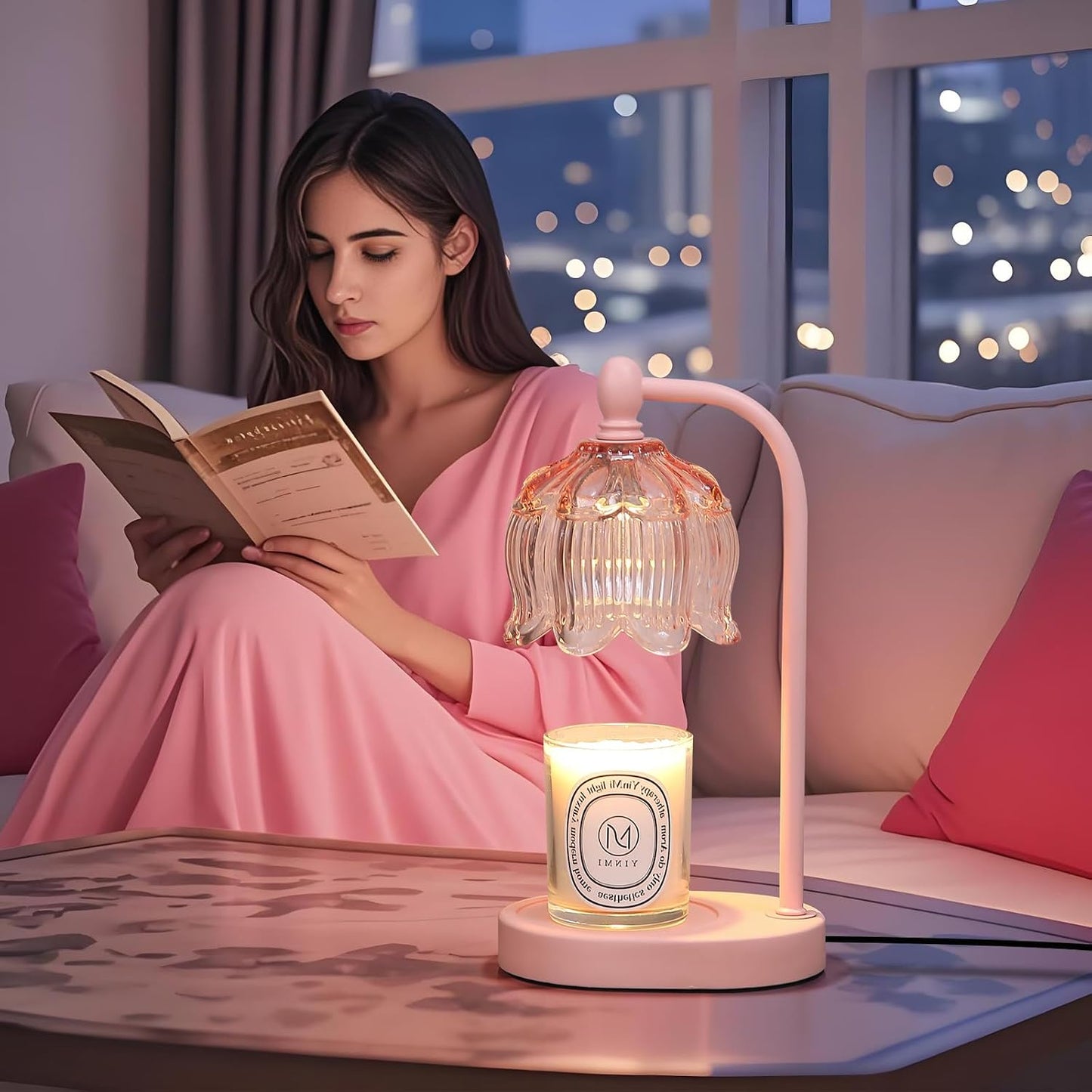 MEIXISUE Candle Warmer Lamp with Timer and Dimmer,Electric Gold Light Gifts for Women Melt Wax Warmer Lamp with 2 Bulbs for Candle Jars House Warming New Home Decor Bedroom