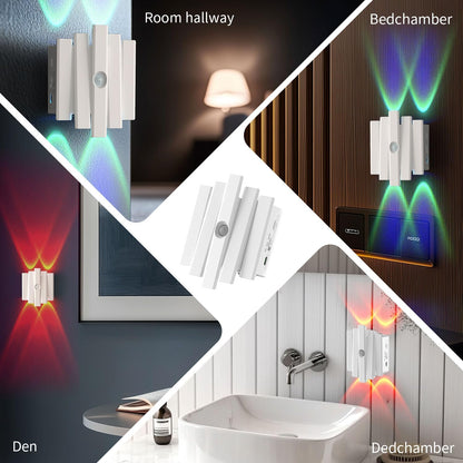 Rechargeable Motion Sensor Night Light, Magnetic RGB Color Changing LED Ambient Lighting, Compact Battery Operated Indoor Wall Light for Hallway, Stairs, Bathroom & Kids Room (USB-C)