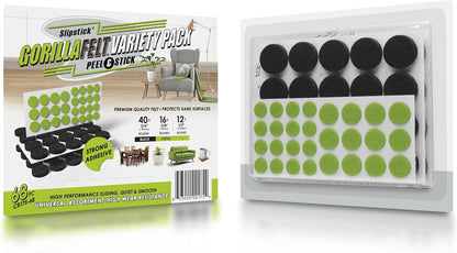 GorillaFelt Chair Leg Floor Protectors/Felt Chair Glides (Set of 16) Tap-On Felt Furniture Pads Guaranteed to Stay On, 1 Inch Round Chair Sliders