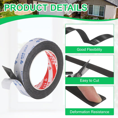 PATIKIL Sponge Rubber Foam Tape, 5/8" W x 1/8" t x 16.4ft l Self-Adhesive Foam Insulation Tape Weather Stripping for Window Door Soundproofing Weatherstrip AC Seal Strip, Black