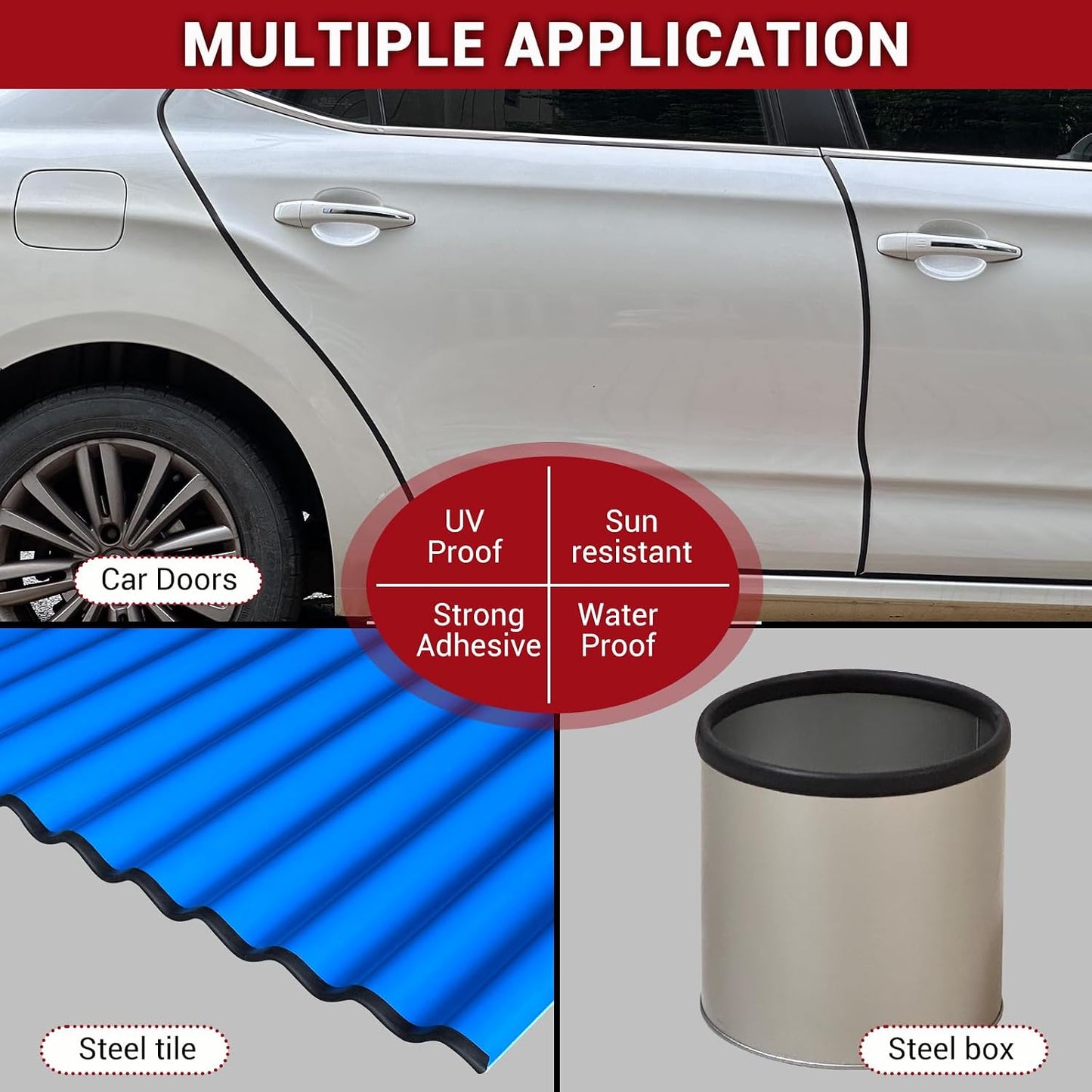 Slimline Cabinet Door Edge Protector, 3/4" Self Adhesive Peel and Stick Rubber Edge Guards, Flexible U Shaped Strips for Kitchen & Garbage Drawer Fronts, Edge Trims for Desks and Shelfves, Black, 10Ft