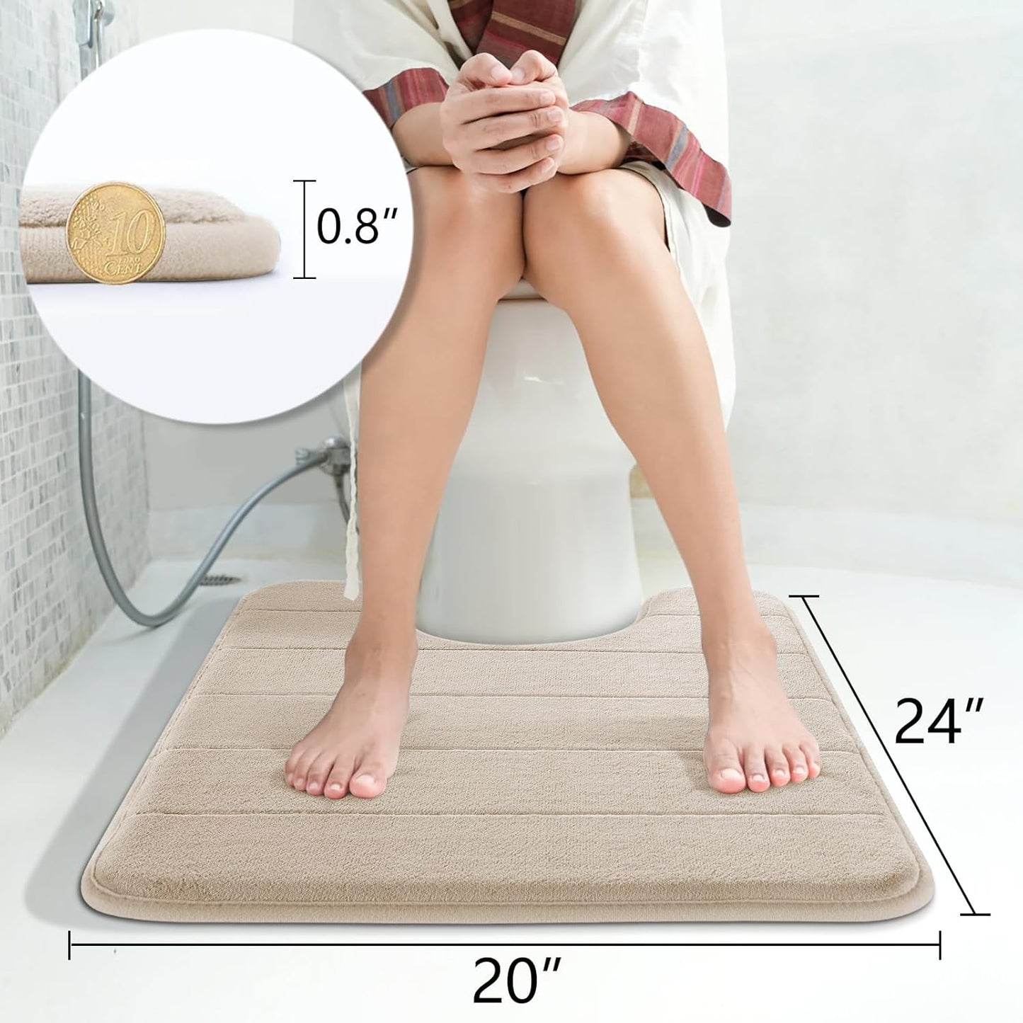 Yimobra Memory Foam Bath Mat, Super Soft Absorbent Bathroom Rug Non Slip, Quick Dry, Machine Washable Floor Carpet for Tub Shower, Home Decor Accessories, 24x17, Grey