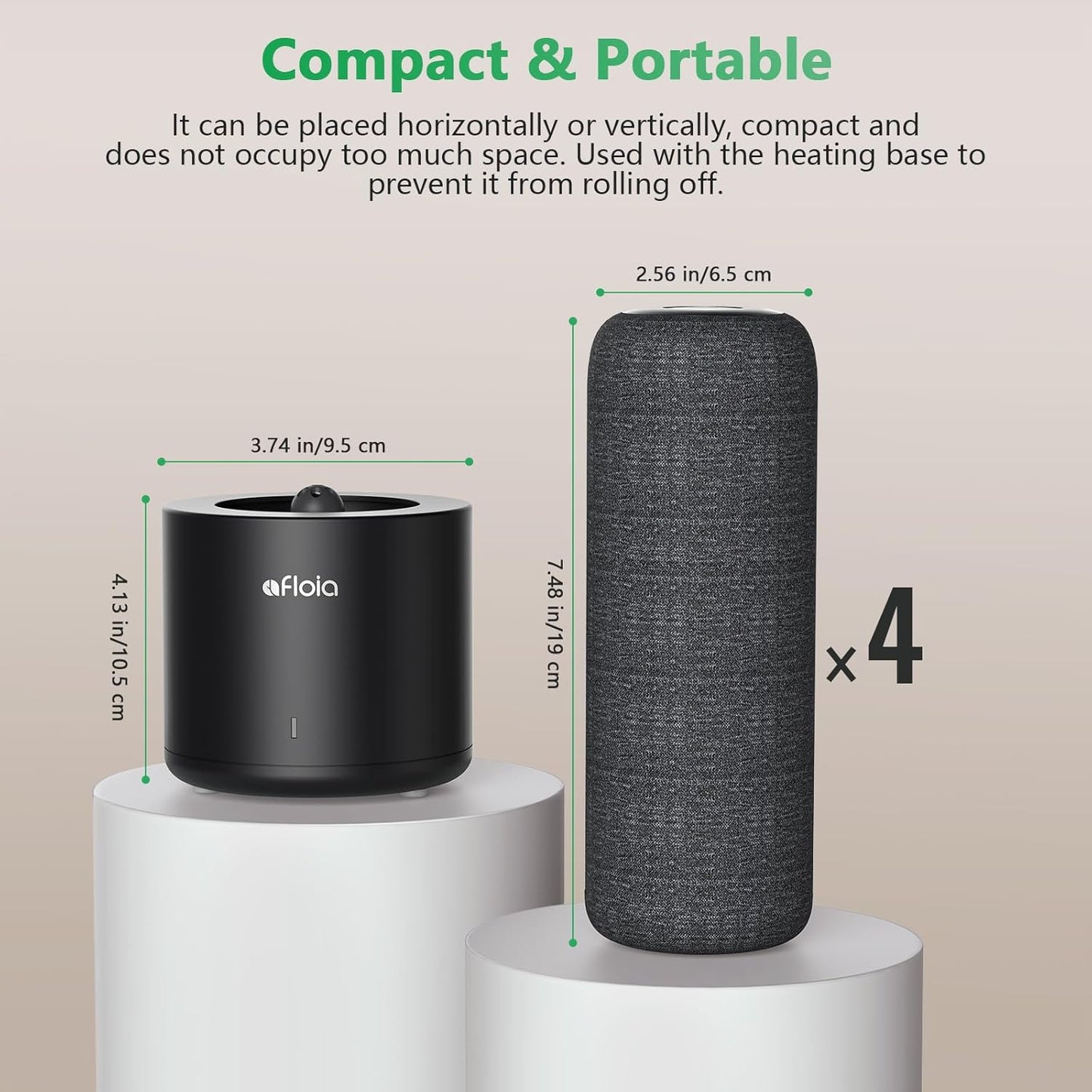 Afloia Rechargeable Cordless Gun Safe Dehumidifier with Heating Base, Mini Quiet Portable Dehumidifier for Spaces Like Room, Bathroom, Closet, Car, RV, Boat, TOPZ 4+1