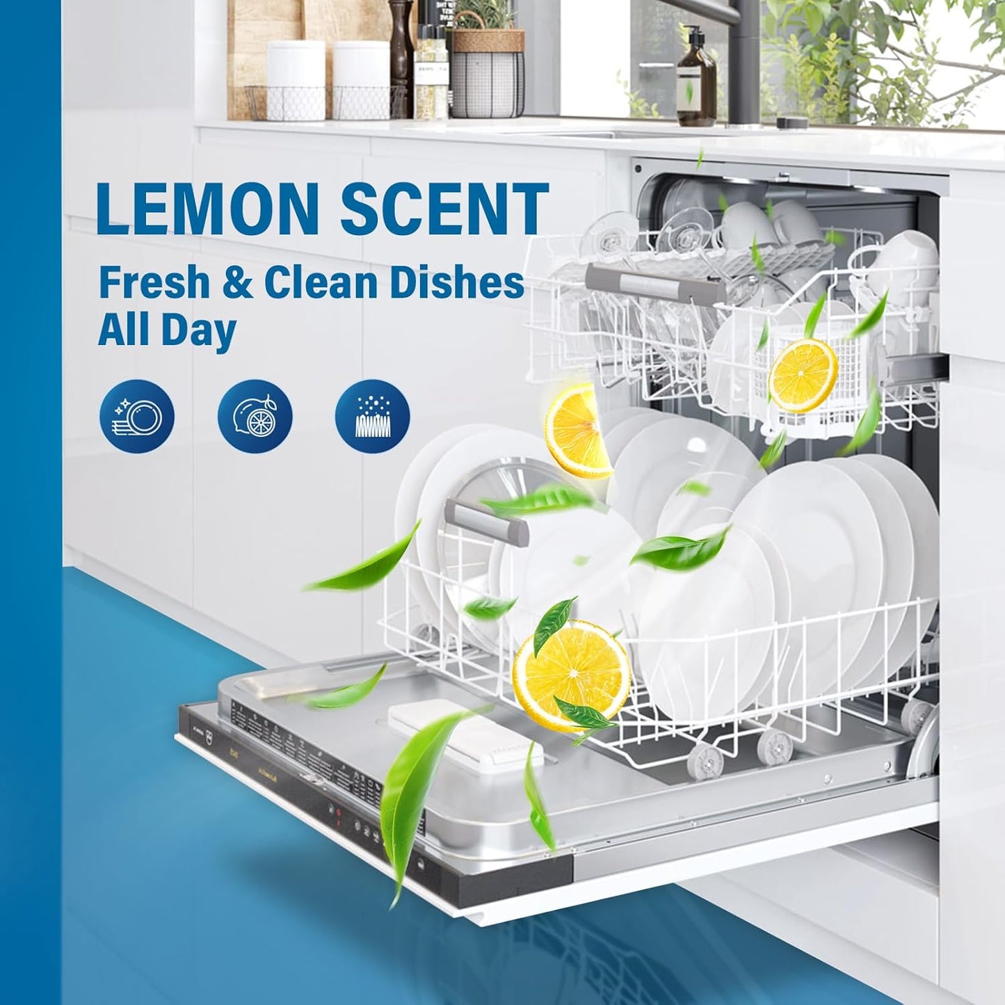 Dishwasher Detergent Tablets 72 Count: 5 Layer Powerful Dishwasher Detergent Eco-Friendly No Plastic Liquid-Free Dish Soap Cleaner Tab, Use in Dishwasher (Lemon)