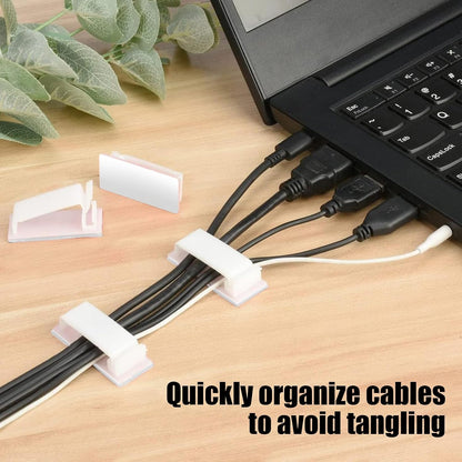 40 pcs Cable Clips with Strong Self-Adhesive, Outdoor Light Clips, White Cord Wire Clips, Nylon Cord Wall Finisher Wire Clamp for Home, Car, Office Desk Wire Management (White, XL-40 PCS)