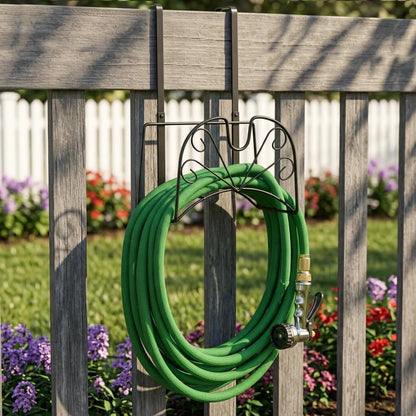 Garden Hose Holder, Sturdy Hose Storage Organizer Reel Rack for Outside Garden Lawn Yard Farm -Wall Mount Or Hanger (White)