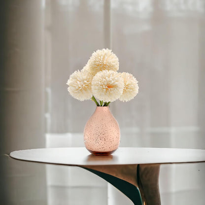Hosley Small Cream Metal Tote Vase – Set of 4, 4.5" Long Decorative Mini Vases for Dried Floral Arrangements, Coffee Tables, Side Tables & Home Décor Accents