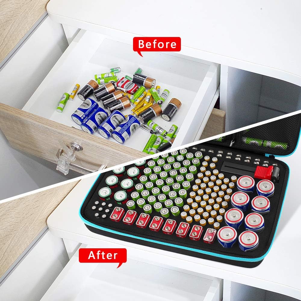 PAIYULE Battery Organizer Storage Case Holder with Tester & Case for Phomemo D30 D35 M02/ M02S/ M02 for NELKO Label Maker(2Pack)
