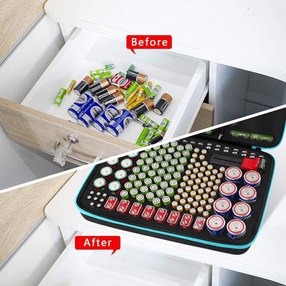 PAIYULE Battery Organizer Storage Case Holder with Tester & Case for Phomemo D30 D35 M02/ M02S/ M02 for NELKO Label Maker(2Pack)
