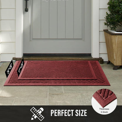 HIYARD Sturdy Front Door Mat, Absorbent Muddy Dirt Resist Welcome Door Mats Outdoor Indoor, Stain and Fade Resistant, Non-Slip Backing Entry Mat Low Profile Doormat for Entryway, 29×17, Beige