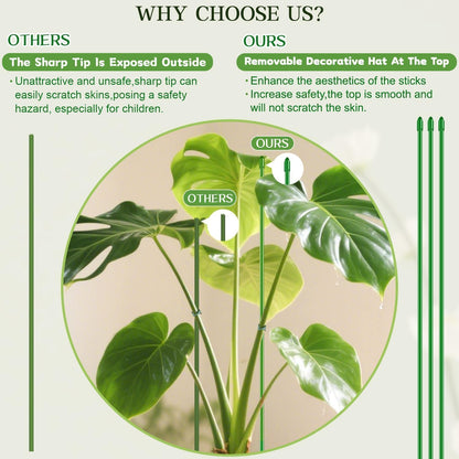 15Pcs Orchid Stakes,SupKing 17.7 Inch Plant Support Sticks Invisible Bendable Green Pole Rods for Small Indoor Outdoor Potted Plants Comes 20Pcs Ties