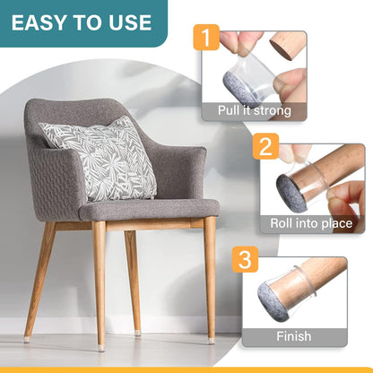 Ansible 24 Pcs Chair Leg Floor Protectors Square, Silicone Felt Furniture Leg Pads Caps Covers for Hardwood Floors (Fit:1-1/16" to 1-5/8")