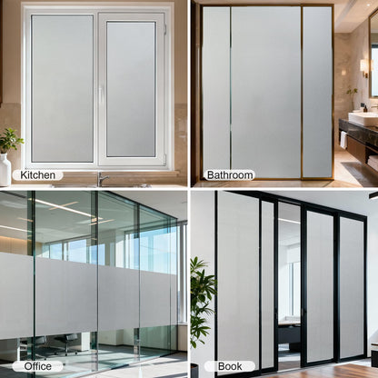 Frosted Window Film, Removable Glass Door Privacy Film, Suitable for Bathrooms, Offices, Static Cling Decorative Film, Reusable Window Stickers (Pure, 17.5X78.7 Inch)