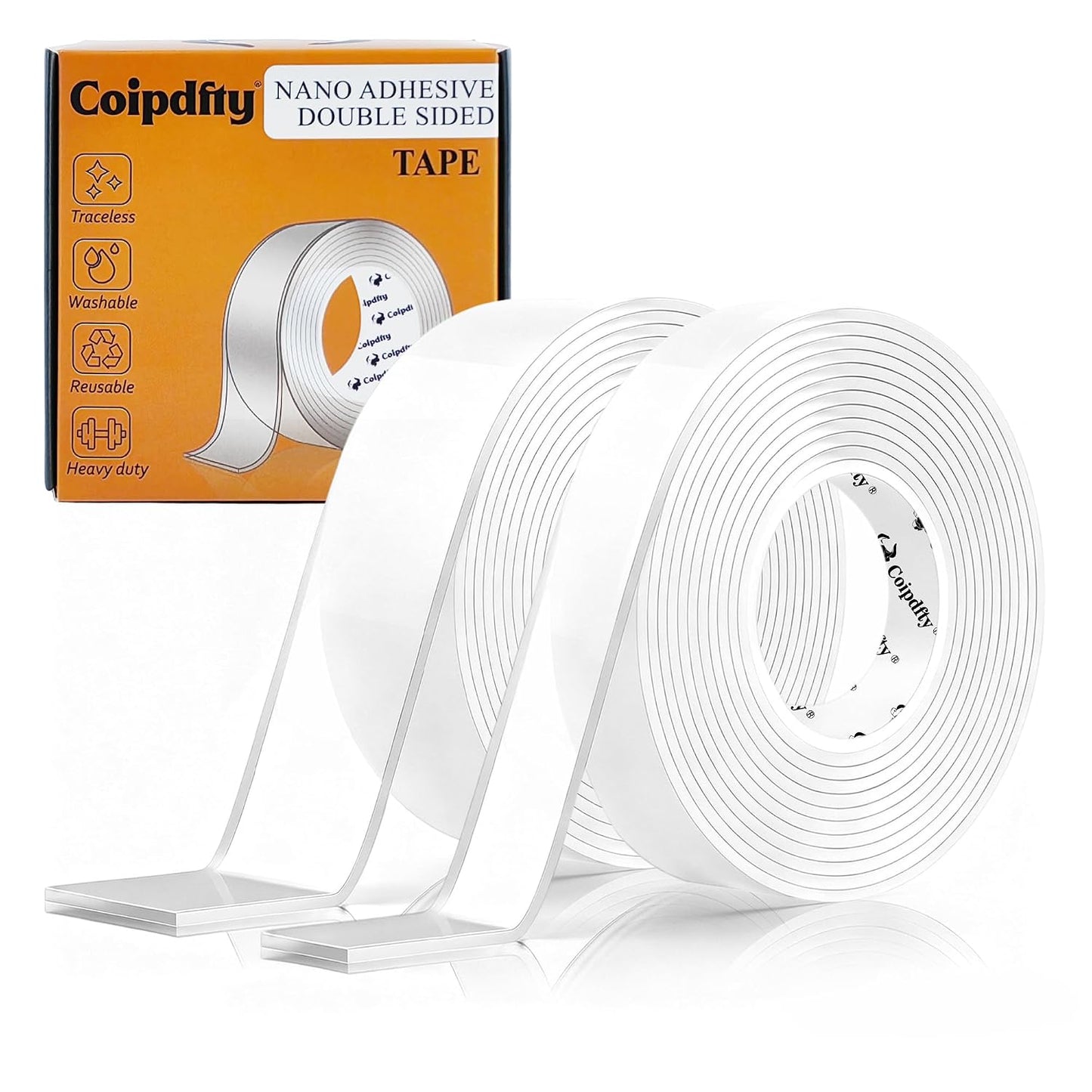Double Sided Tape Heavy Duty for Wall Decor No Damage to Paint,Clear Removable Mounting Tape,Nano Two Sided Adhesive Tape,Picture Hanging Strips for Posters,Stickers - 3Rolls,Total(1.18in*20FT)