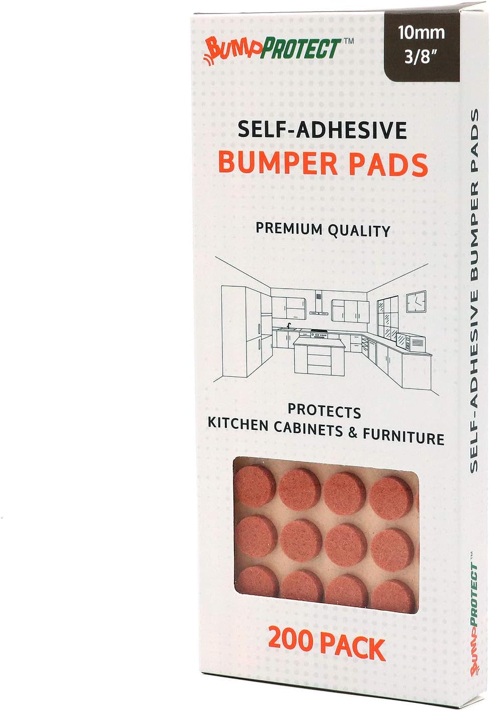 Furniture Felt Pads 3/8" (10mm) Diameter Round 3M Self Adhesive Protects Kitchen Cabinets, Drawers, Desks and Furniture Against Bumps and Scratches 100 Pack - Grey