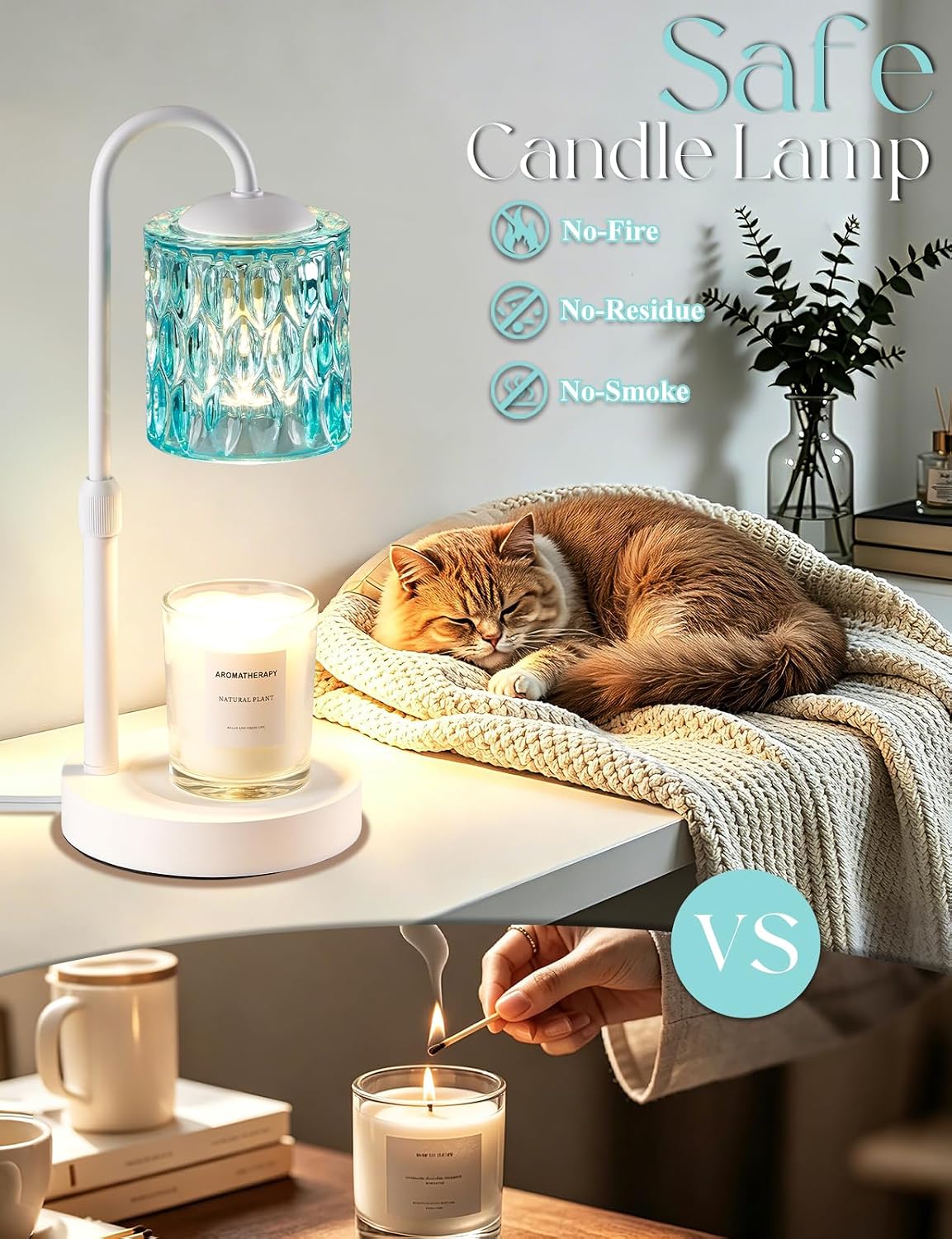 Briever Dimmable Candle Warmer Lamp with Timer, Height Adjustable Electric Candle Wax Warmer, Christmas Birthday Gifts for Women Mom, House Warming Gifts New Home Room Decor, Walnut Solid Wood Base