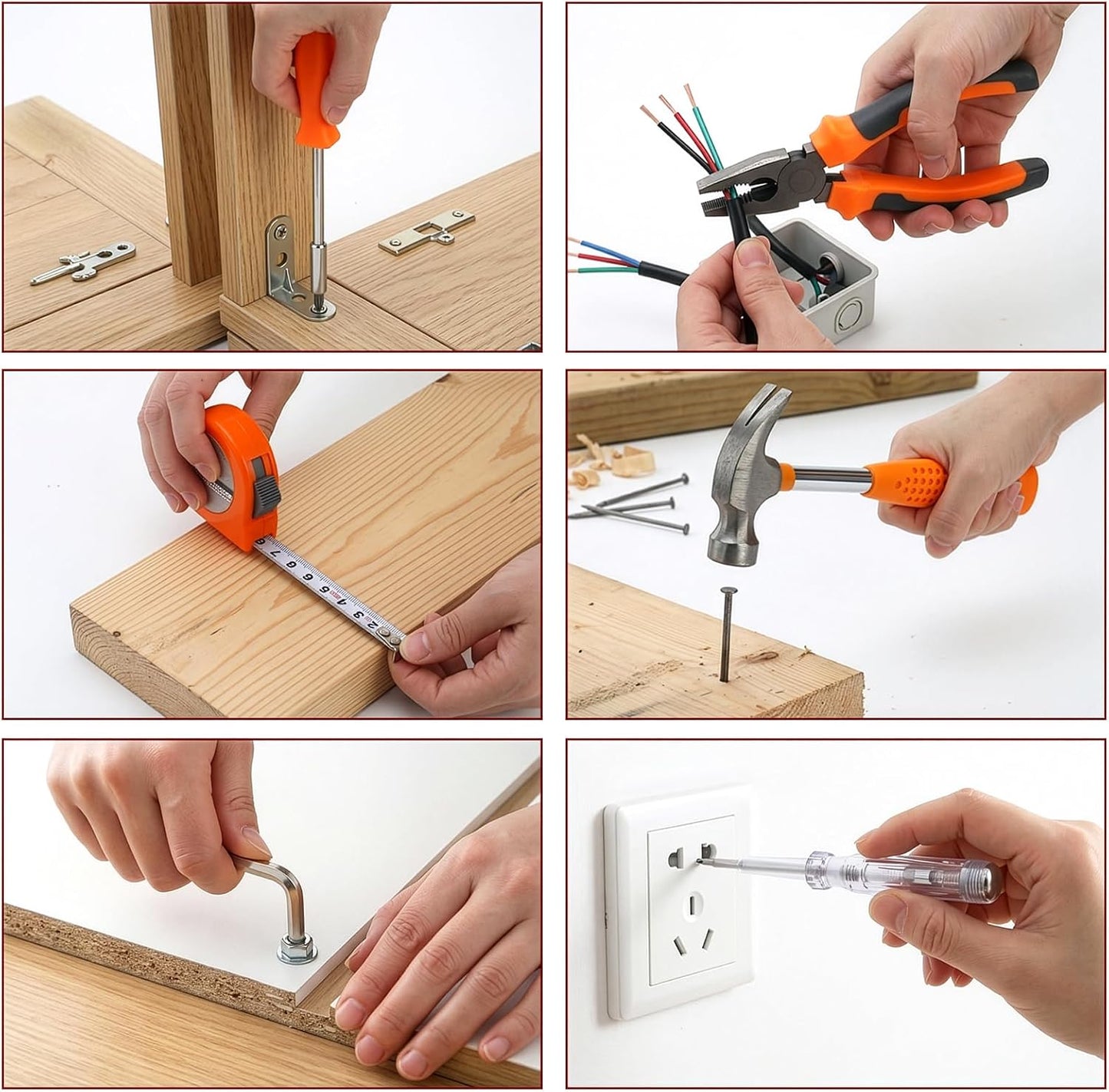 24 Pieces Small Home DIY Tool Kit for Household | Portable Home Hand Tool Box for Women, General Repair Basic Tools Kit Simple DIY Screwdriver Hammer Set for Garage, Office