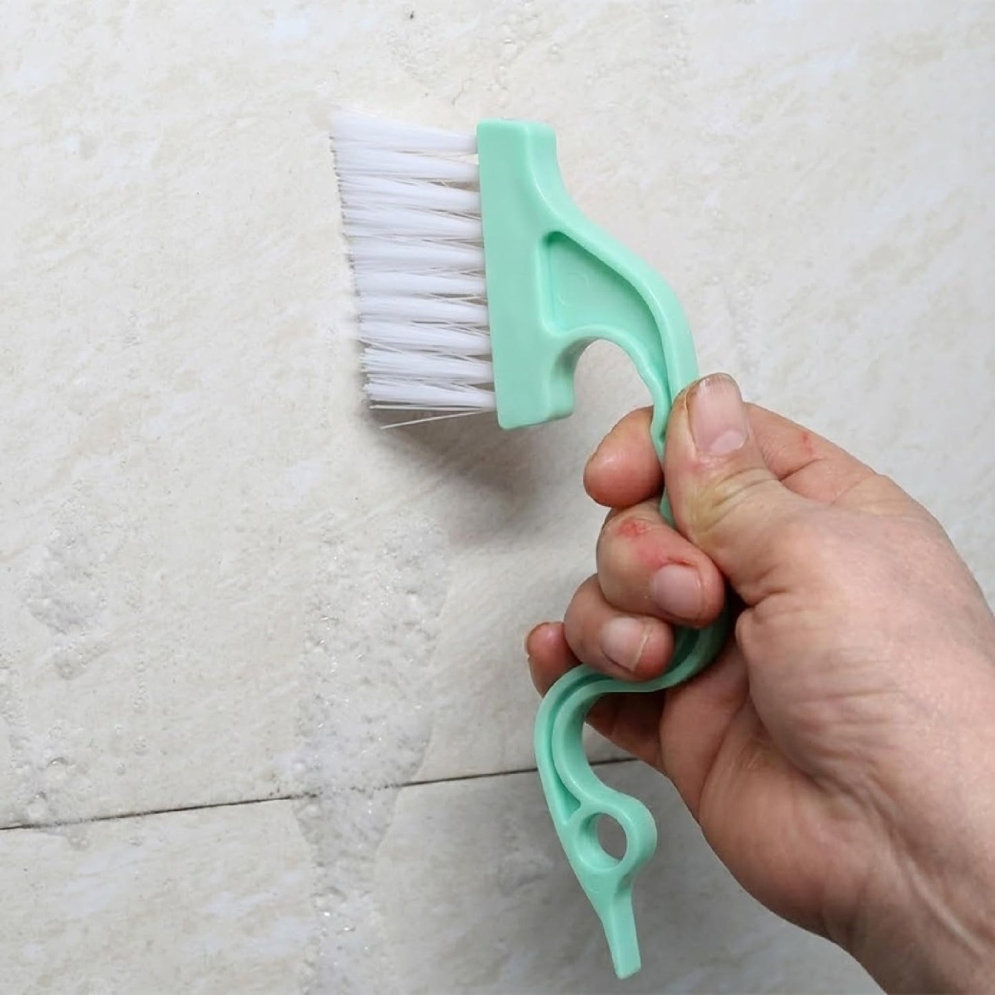 Slick- Window Track Cleaning Brush, 2 Pack, Blue Ergonomic Handle | Built-in Scraper, Multipurpose Window Track Cleaning Tool for Sliding Doors, Windows, Corners, Dust, Dirt & Narrow Gaps