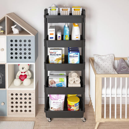 Calmootey 3-Tier Rolling Utility Cart with Drawer,Multifunctional Storage Organizer with Plastic Shelf & Metal Wheels,Storage Cart for Kitchen,Bathroom,Living Room,Office,White