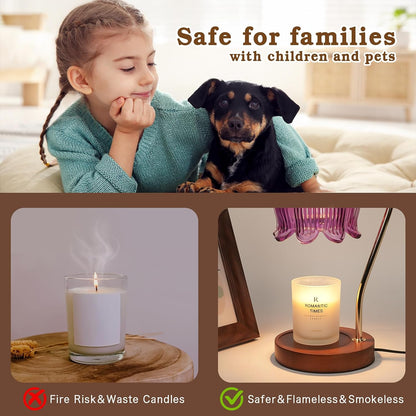 Funistree Flower Candle Warmer Lamp with Timer, Dimmable Candle Lamp Warmer, Christmas Birthday Gifts for Women Mom Her, Housewarming Home Decor, Lotus Wax Warmer for Yankee Candles - Lily Amber