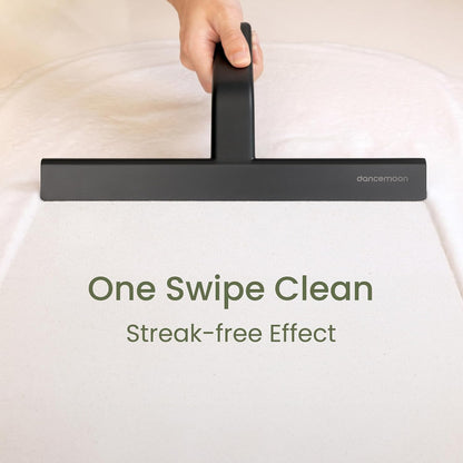dancemoon JustHang Shower Squeegee for Glass Doors, All-One-Piece Award-Winning Silicone Squeegee with Built-in Hook for Bathroom, Window, Mirror, Tile Wall,Car, Streak-Free Cleaner Tool,10-Inch Black