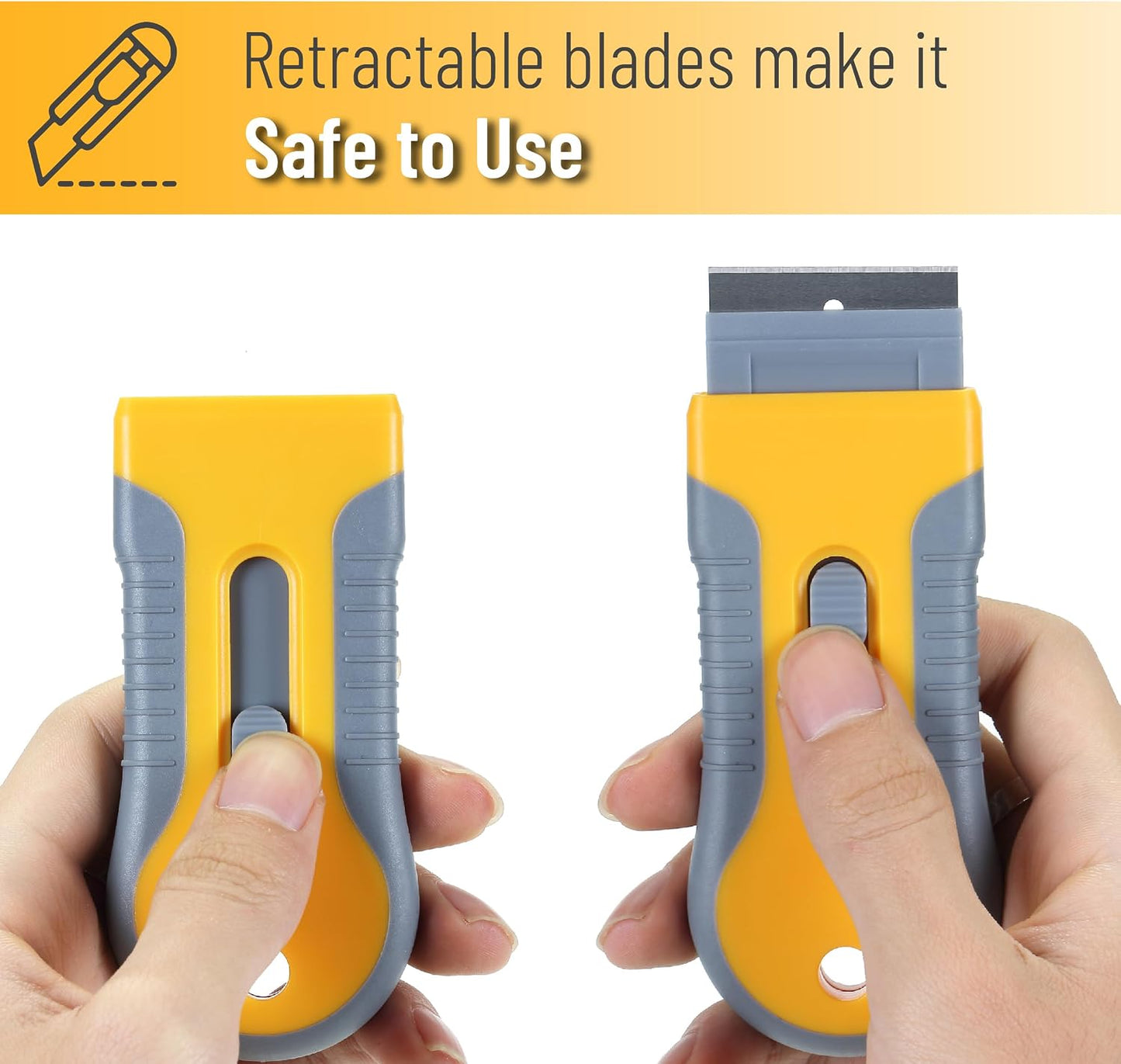 Bates- Razor Blade Scraper Tool, 2 Pack, 30 Extra Stainless Steel Blades, Anti-Slip Ergonomic Handle Design, Razor Scraper Set for Cleaning Window, Paint, Oven, Glass, Stove