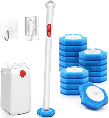JEHONN Disposable Toilet Brush with 48 Wand Cleaner Refills, Wall Mounted Toilet Bowl Brush Holder Set, Bathroom Cleaning System for Sink Bathtub Wash Basin (Blue)