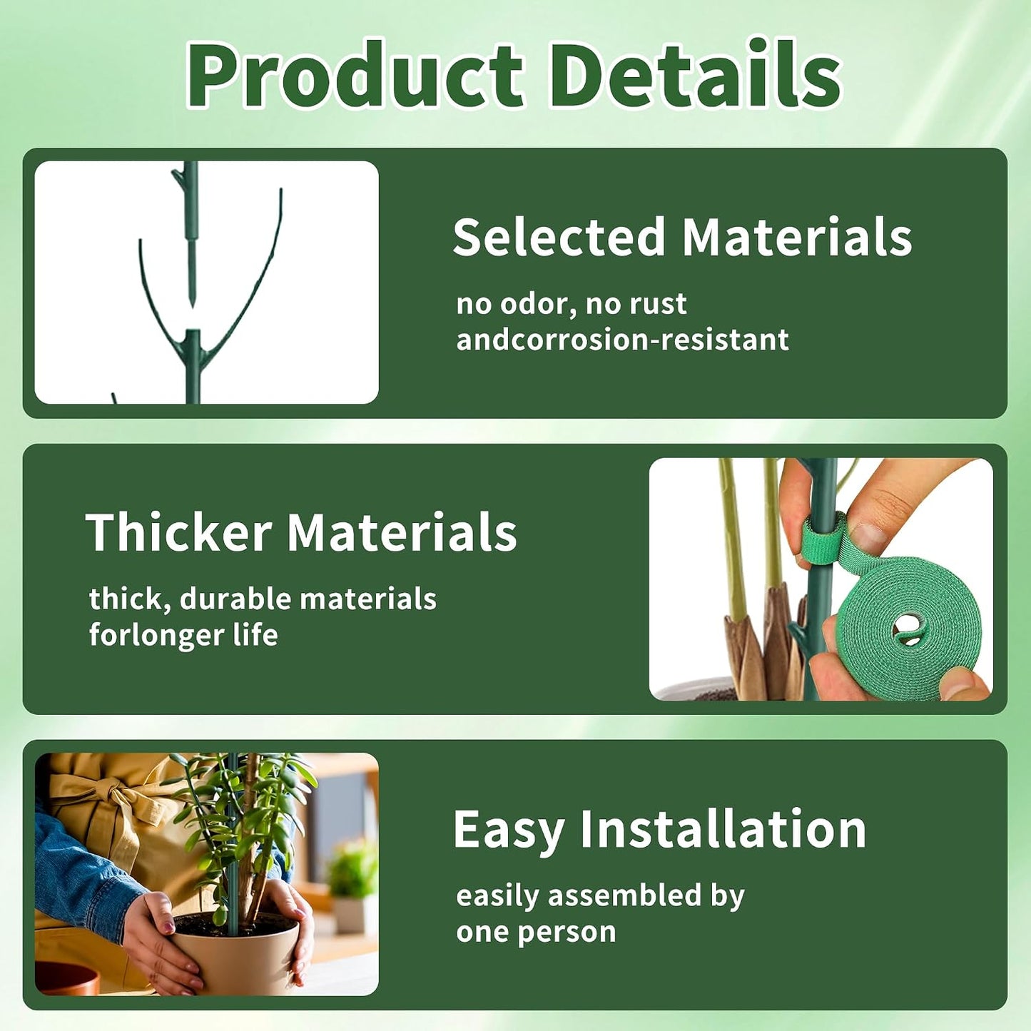 10 Pack Stackable Plant Monstera Support Stakes Heavy Duty Adjustable Garden Support Stakes for Indoor Outdoor Climbing Plants, Potted Plants, Vine, Tomato, Flower, Reusable Plant Holders