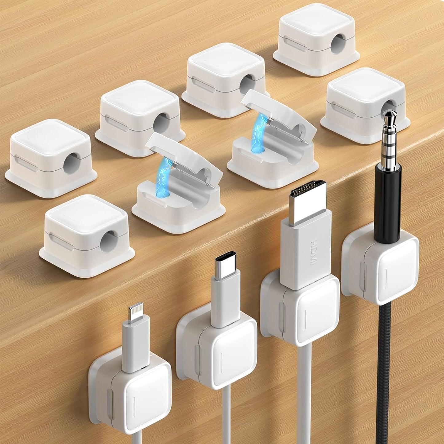 9 Pack Cord Organizer Holder,Costop Strong Adhesive Under Desk Cable Management,Magnetic Cable Clips,Wire Holder Keeper Organizer Neatly for Home,Office,Car,Desk,Nightstand,Desktop
