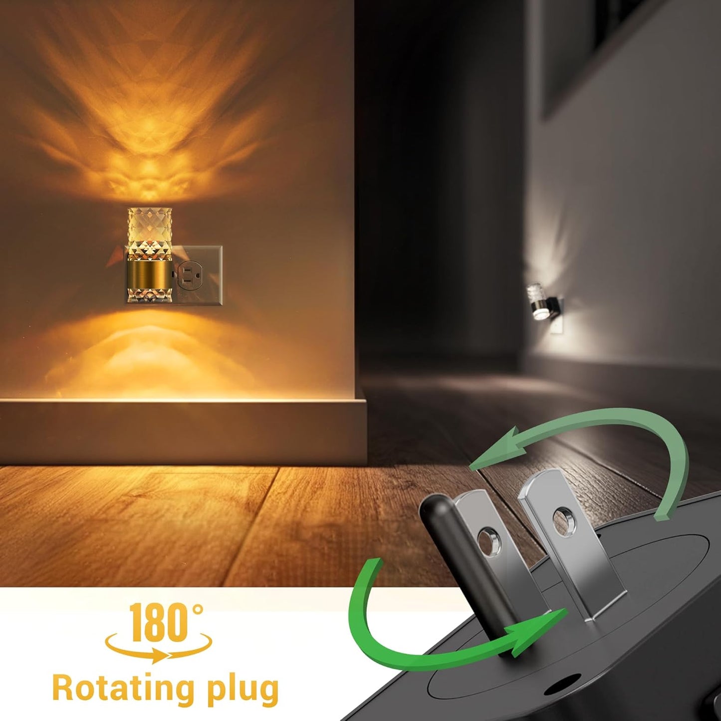 L LOHAS LED Night Light,Dimmable Night Lights Plug into Wall, 2 Pack Acrylic Nightlight with 0-100 LM Adjustable Brightness, 3000K Plug in Night Light with Dusk to Dawn Sensor, for Bathroom Hallway